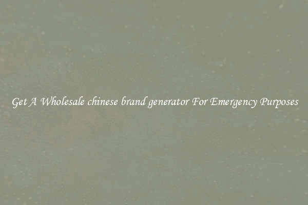 Get A Wholesale chinese brand generator For Emergency Purposes