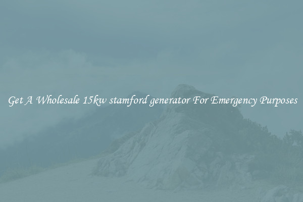 Get A Wholesale 15kw stamford generator For Emergency Purposes