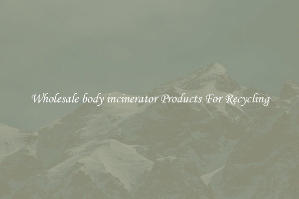 Wholesale body incinerator Products For Recycling