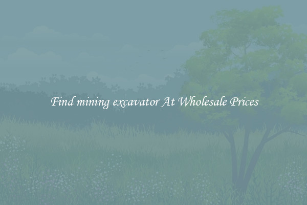 Find mining excavator At Wholesale Prices